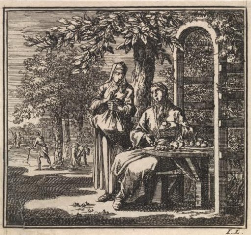 Man showing various nuts to a woman