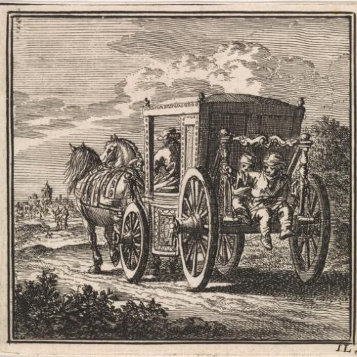 Two boys on the back of a carriage
