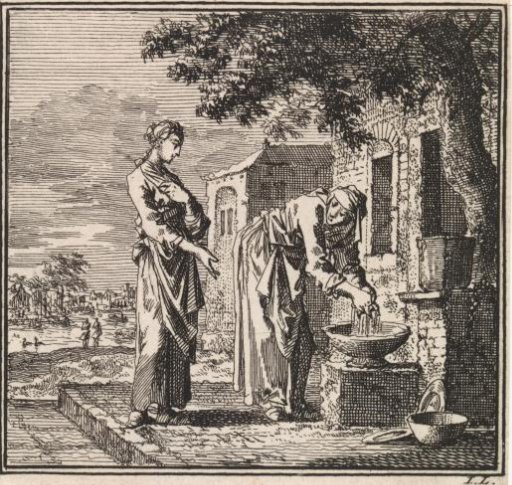 Woman washing her hands while another woman watches
