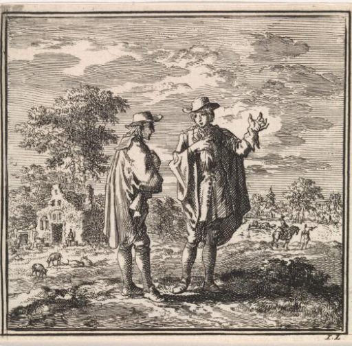 Man showing his hand with glove to a companion