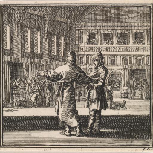 Two men in conversation in a hospital ward