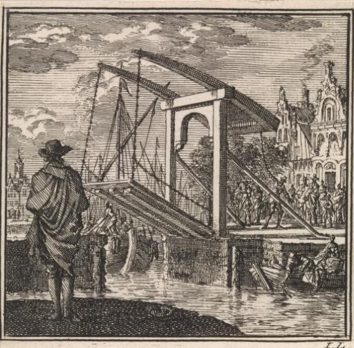 Man looking at a drawbridge