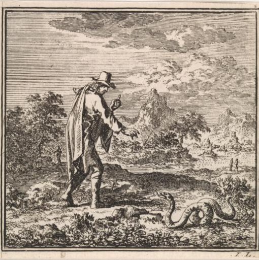 Landscape with a man warding off a snake