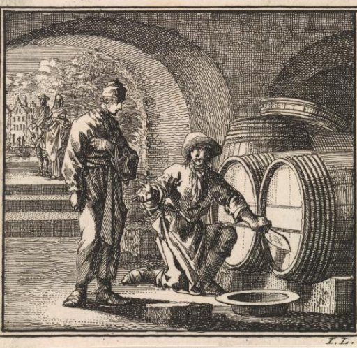 Two men at a wine vat