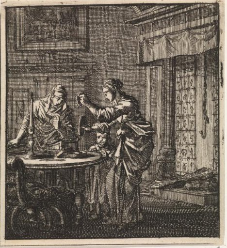 A woman attempting to strike sparks with a flint