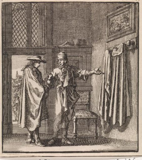 A man showing a coat rack to another man