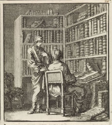 Two men at a bookcase