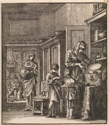 Woman giving children a snack