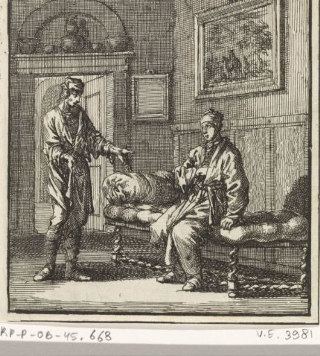 From a bench a man holds a conversation with another man