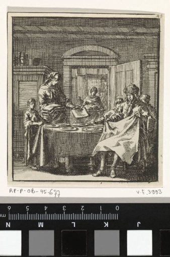 Woman distributing napkins while a man unfolds his