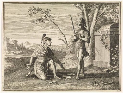 Joshua Kneeling Before an Angel with a Sword