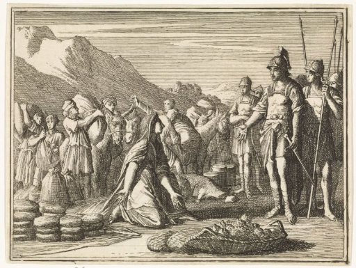 Abigail Kneels Before David and Offers Him the Provisions She Brought