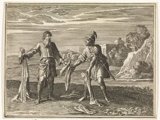 Ahijah Divides His Cloak into Twelve Pieces and Hands Ten to Jeroboam