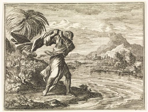 Elisha strikes the water of the Jordan with the mantle of Elijah
