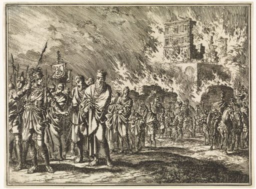 Removal of Judah from burning Jerusalem