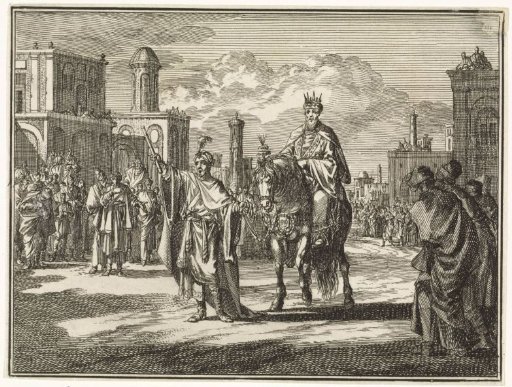 Mordecai led through the city in royal robes