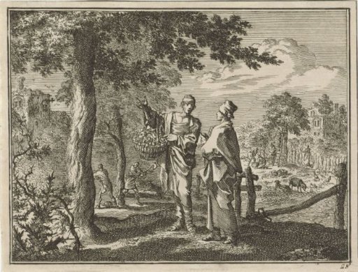 Men Search for Fruit at a Tree