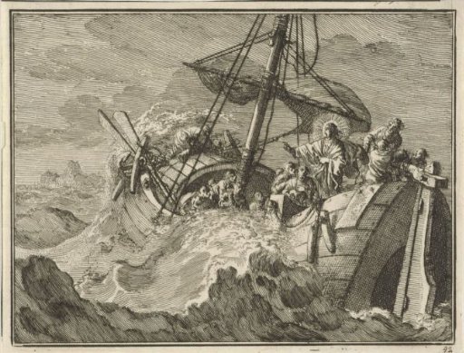 Christ commands the wind and waves to be still at sea