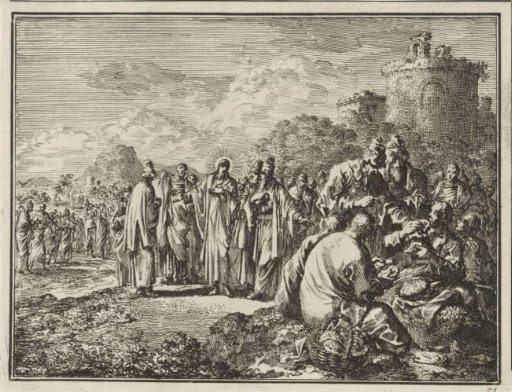 Pharisees point out to Christ the disciples eating with unwashed hands