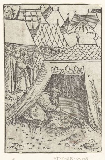 Achan Buries Cloak and Money in the Ground under His Tent