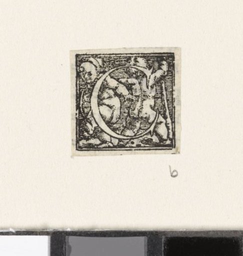 Letter C and Two Children with Sticks
