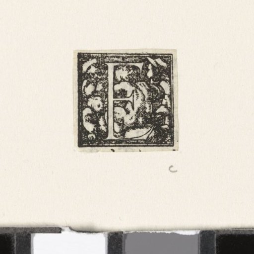 Letter E with Three Sitting Children