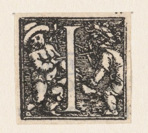 Letter I with Two Children on Hobby Horses