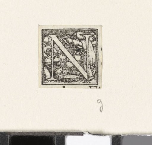 Letter N with Three Children, One of Whom Is Washing His Hair
