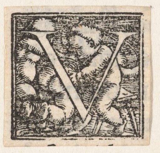 Letter V with Child Beating Another Child on Bare Bottom
