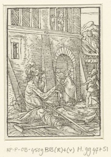 Begging Sick Man in Front of a City Gate