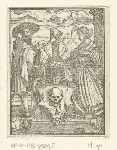 Coat of Arms of Death Flanked by Man and Woman