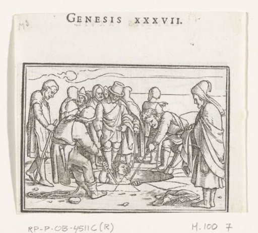 Joseph being drawn from the pit by his brothers