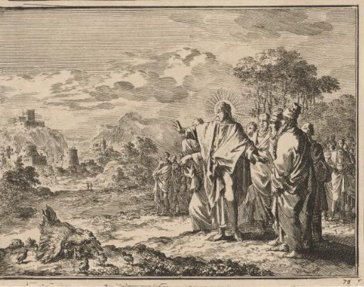 Christ Pointing to a Hen Gathering Her Chicks Under Her Wings