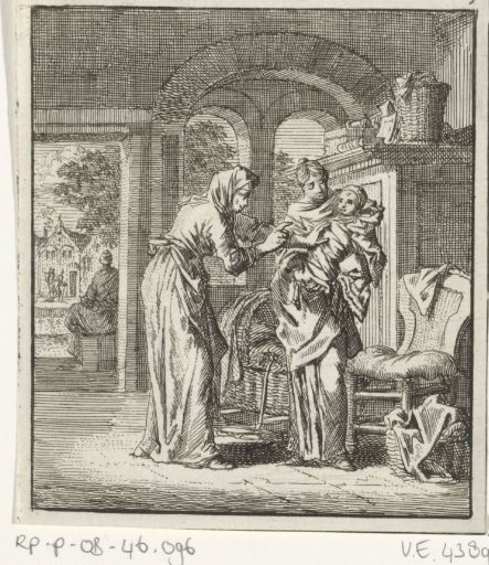 Mother Showing a Newborn Baby to an Elderly Woman