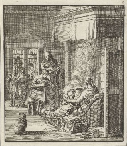Mother with Child in Front of the Fireplace