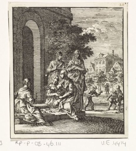 Three girls playing marbles on the pavement