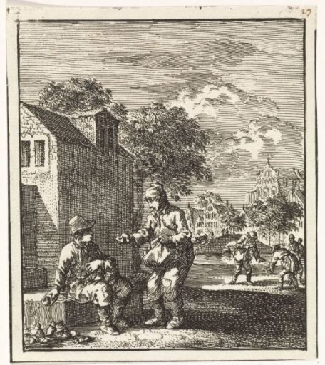 Boy showing his friend a found object