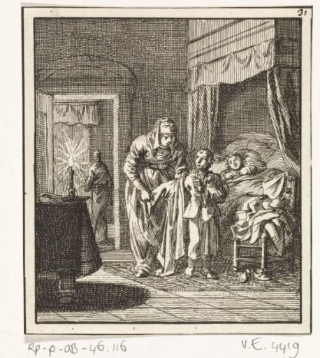 Mother putting child to bed