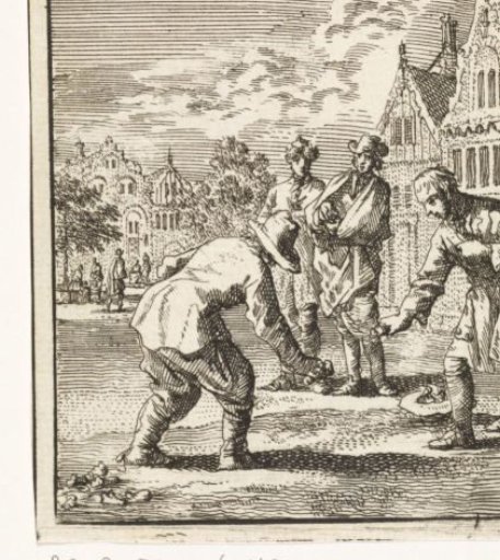 Two boys playing knucklebones