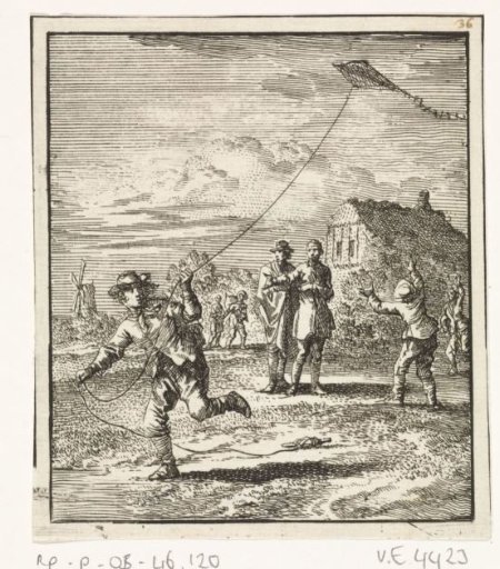 Children playing with a kite