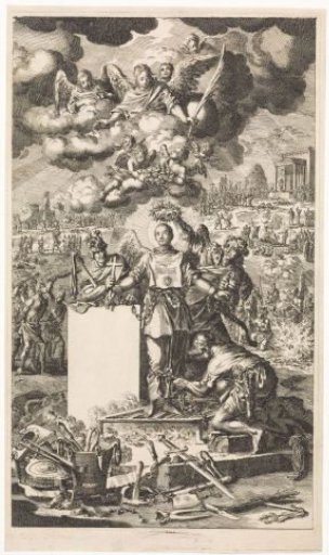 The Christian Church besieged by three soldiers