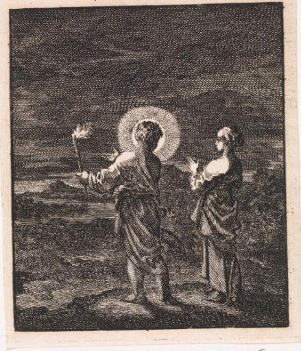 Christ illuminates the darkness for the Personified Soul with a torch