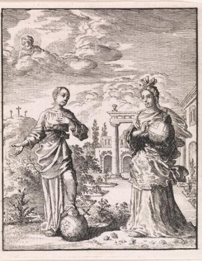 Lady World and the Personified Soul trampling an imperial orb