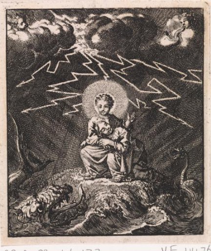 The Personified Soul sleeping on Christ's lap during a thunderstorm