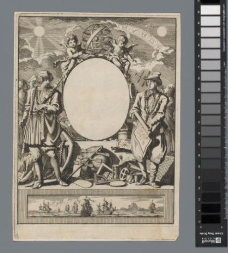 Title print with explorers and their tools