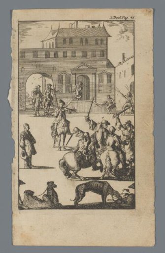 Fight between riders on a square