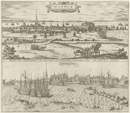 View of Copenhagen, land side and sea side