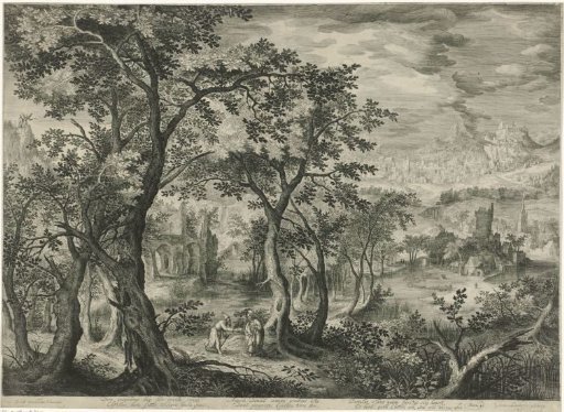 Mountain landscape with the Temptation of Christ
