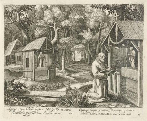 Saint Jodocus as a hermit