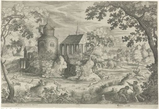 Stag hunt at a chapel